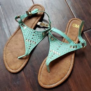 Mint Jeweled Sandals